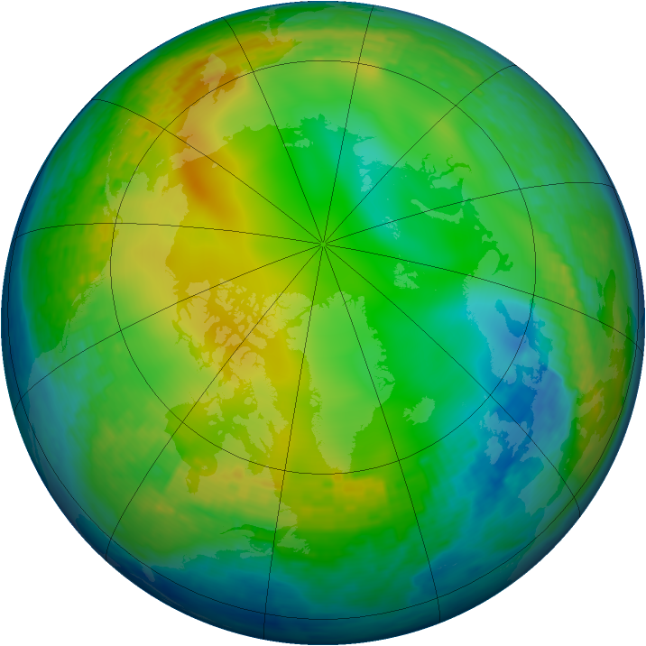 Arctic ozone map for 24 December 2003